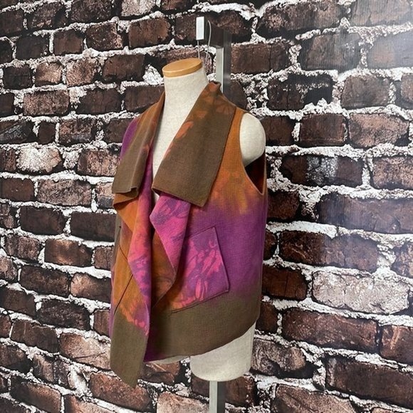 Tie Dyed Vest Waffle Knit Pink Purple Brown Draped Size Small Medium - Picture 4 of 12